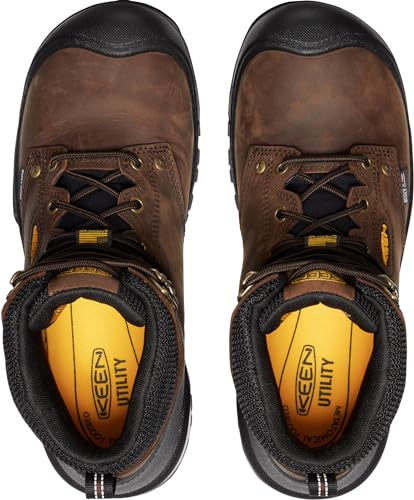 KEEN Utility Men's Independence 6" Leather Waterproof Soft Toe Work Boots, Black/Black, 10