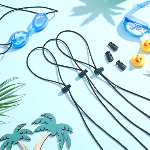 Frienda 10 Sets Goggle Bungee Straps for Swim,Adjustable Replacement Bungee Cord Swimming Goggle Strap with Lock Clamp(Black)