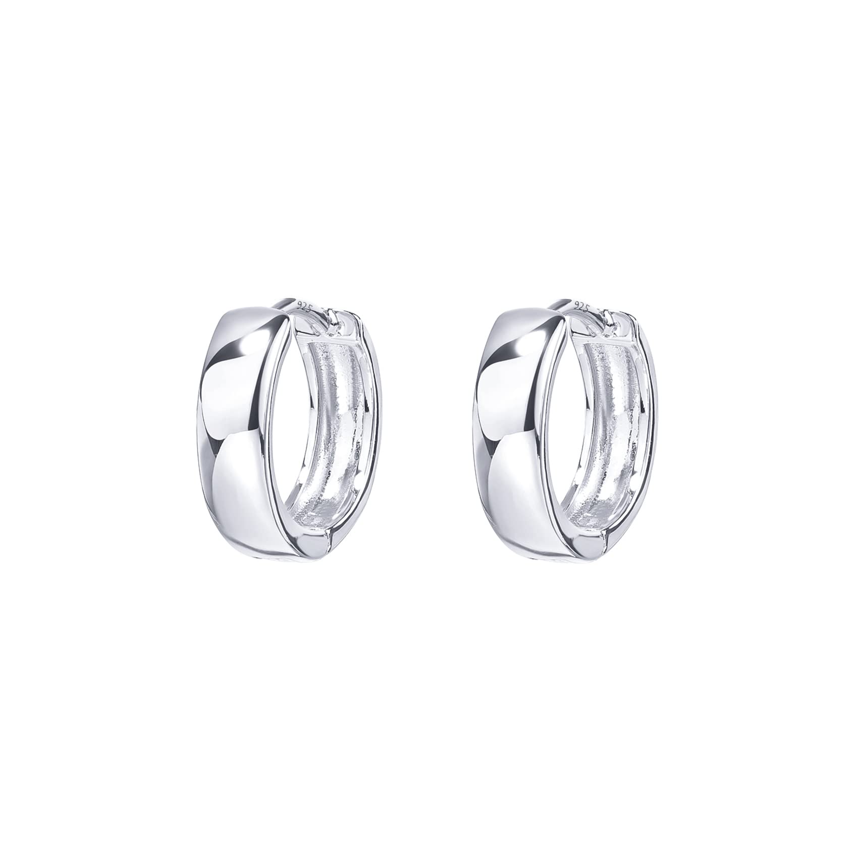 PAVOI 14K White Gold Plated Sterling Silver Post Huggie Earrings | Small Hoop Earrings |Gold Earrings for Women