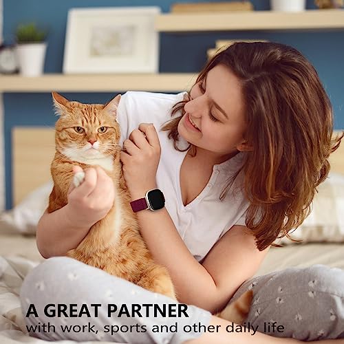 Adorve Compatible with Fitbit Sense Bands/Sense 2/Versa 3/Versa 4 Bands for Women Men, Adjustable Breathable Elastic Nylon Solo Loop Replacement Straps for Fitbit Versa 4/Versa 3/Sense 2/Sense Watch