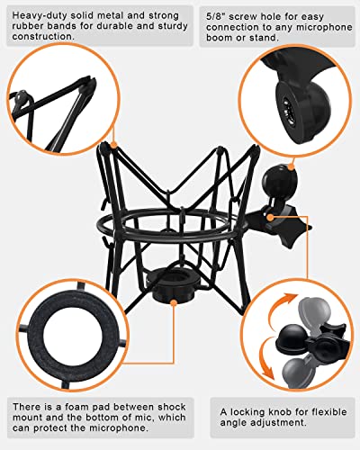 Boseen Microphone Shock Mount Mic Holder - Anti Vibration Spider Shockmount Compatible with Many Condenser Mics Like AT2020 MXL 770 MXL 990 Samson G Track Pro Rode Procaster NT1-A Neumann U87 etc.