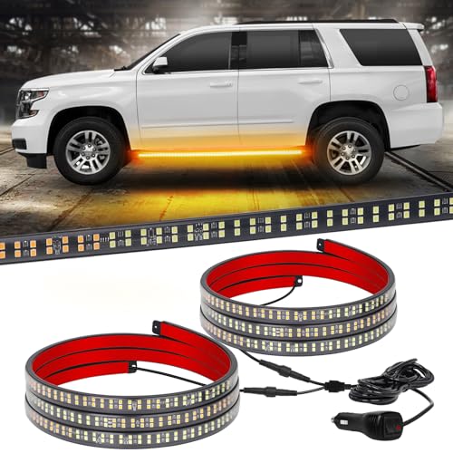 XRIDONSEN 2PCS 60 inch Truck Emergency Lights Strip 720 LED Running Board Strobe Lights Red White Firefighter Lights Flashing Warning Safety First Responder Lights for Vehicles Trucks Pickup Fire POV