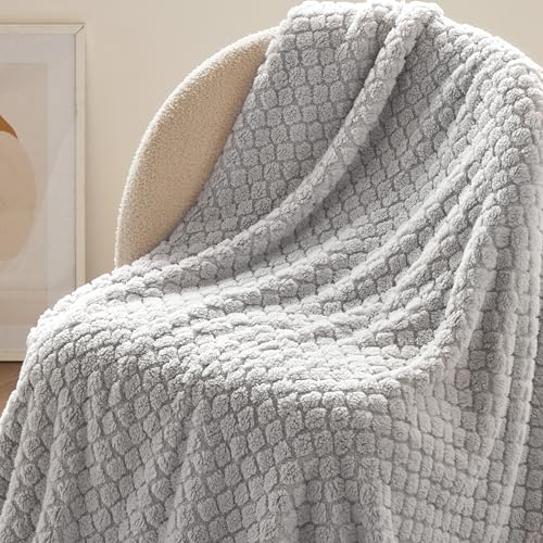 Bedsure Grey Throw Blanket for Couch - Super Soft Cozy Blankets for Women, Cute Small Blanket for Girls, Grey 50x60 Inches