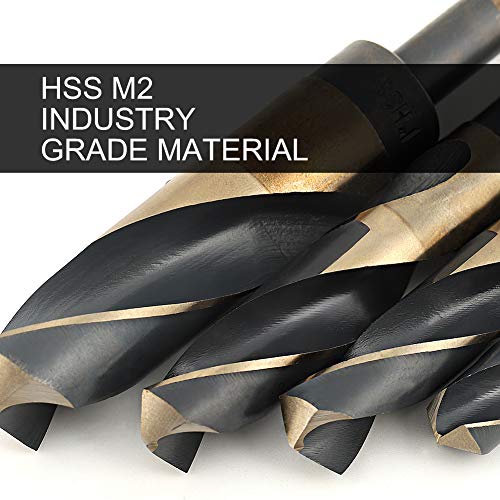 COMOWARE 1" Reduced Shank Drill Bit, HSS M2, Black & Gold Drill Bit with 3-Flat 1/2" Shank, 135° Split Point, Metal Drills Bits for Steel/Aluminum/Iron/Plastic/Wood, for Electricians & DIY