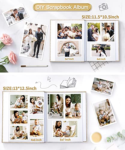 Popotop Photo Album Self Adhesive Scrapbook Album for 4x6 5x7 8x10 Pictures DIY Photo Book,Birthday Gifts for Women Mom,Wedding Baby Family Travel
