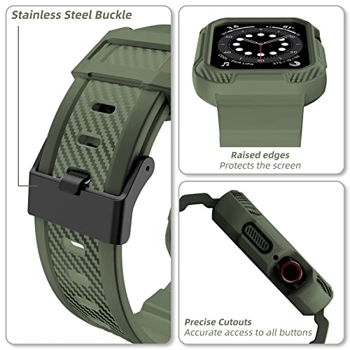 OROBAY Compatible with Apple Watch Band 45mm/44mm/42mm-Series 3/2/1 with Case, Shockproof Rugged Band Strap for iWatch SE2 SE Series 9/8/7/6/5/4/3/2/1 with Bumper Case Cover Men Women, Orange