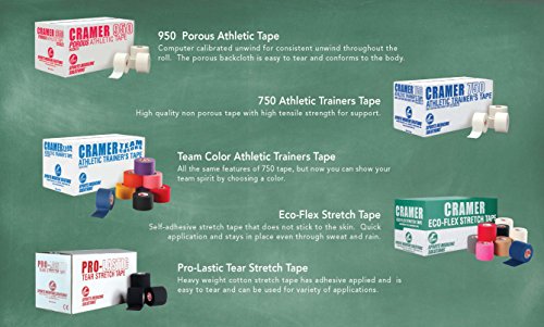 Cramer Pro-Lastic Stretch Tape, Easy Tear Athletic Tape, Flexible Elastic Tape with Premium Adhesive, Support for Wrist & Ankle Injury Taping, Athletic Training Supplies, Compression Wrap, Bulk Case