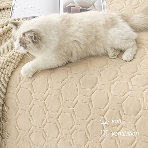 Tcksstex Waterproof and Non-Slip Dog Bed Cover and Pet Blanket Sofa Pet Bed Mat ，car Incontinence Mattress Protectors Furniture Couch Cover for Most Cats Dogs,Pets（30x70-Beige）