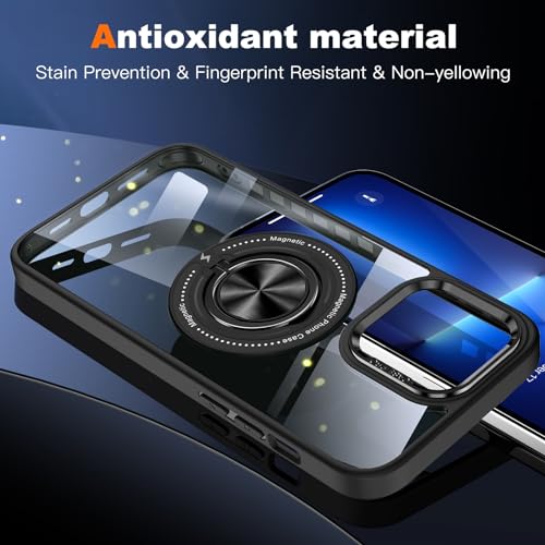 Urarssa Magnetic for iPhone 13 Pro Case with 360° Ring Holder Kickstand [Compatible with MagSafe][2Pcs Screen Protector] Clear Shockproof Drop Protection Phone Case Cover for iPhone 13 Pro, Blue