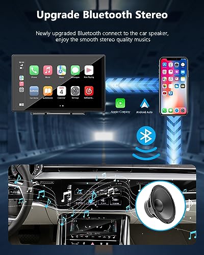 LAMTTO 9 Inch Wireless Car Stereo with Apple Carplay & Android Auto,Portable Touch Screen GPS Navigation for Car,Car Audio Receivers with Bluetooth,Airplay,AUX,Screen for All Vehicles