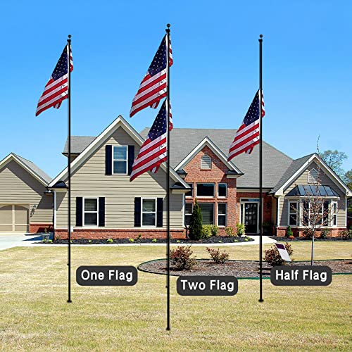 NELXINJO 25FT Sectional Flag Pole Kit, Heavy Duty Aluminum Outdoor In-Ground Flagpole, Black Ball Top, 3x5 USA Flag for Residential commercial Outdoor Garden(25FT, Black)