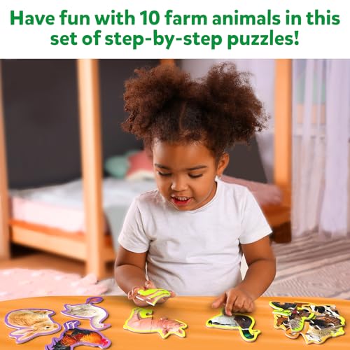 Skillmatics Step by Step Puzzle - 40 Piece Farm Animal Jigsaw & Toddler Puzzles, Educational Montessori Toy for Boys & Girls, Gifts for Kids Ages 3, 4, 5 and Up