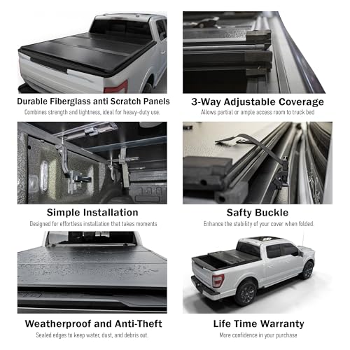 Toptiny Low Profile Flip Up Truck Bed Tonneau Cover Fits 2009-2025 Dodge Ram 1500 5'7" Bed Without Ram Box (67.4")