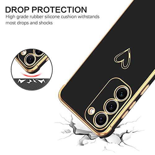 BENTOBEN for Samsung Galaxy S23 Case, Cute Heart Pattern Slim S23 Case, Soft Flexible Shockproof TPU Bumper Women Girl Non-Slip Lightweight Phone Cover Charging Case for Samsung S23 6.1" 2023, Black