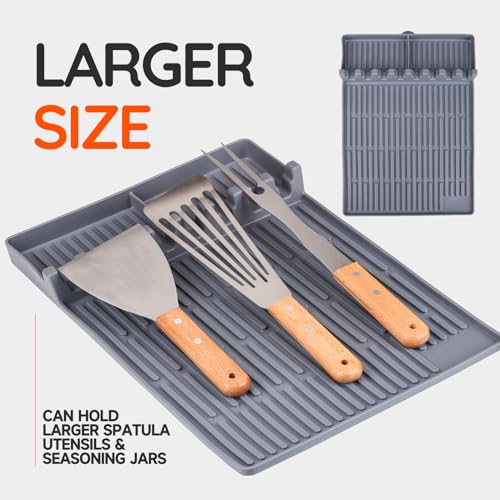 Silicone Griddle Tools Mat for Blackstone, Large Silicone Spatula Mat with Drip Pad - Perfect for Grilling, Cooking, and Griddle Use