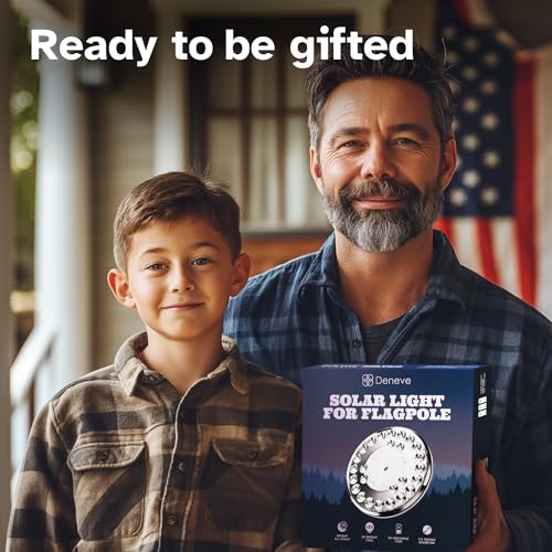 Flag Pole Light Solar Powered - 26 LED Solar Light for Flagpole - Light Up American Flag Outdoor with Solar Flag Pole Light from Dusk to Dawn for 12 Hours - 100% Coverage Silver Flag Light (Silver)