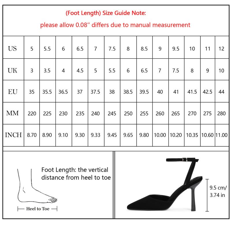 QIY Nude Pumps for Women Pointed Closed Toe Cap Toe Two Tone Nude and Black Heels Kitten Slingback Stiletto Ankle Strap Nude High Heels Dress Formal Shoes Heeled Sandals Size 11