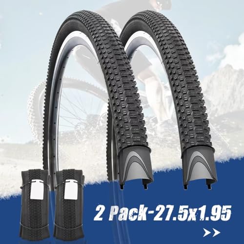 27.5"x1.95" inch mountain bike tire 2 pack 27.5 Inch Folding Replacement Tire for Mountain Bicycle,Black