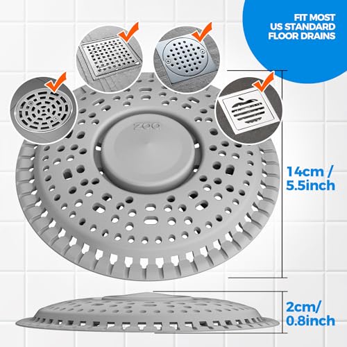 zaa Shower Drain Hair Catcher, 2 Pack Premium Silicone Drain Protector & Shower Drain Cover for Flat/Regular Drains of Shower Room, Bathroom, Sink, Black