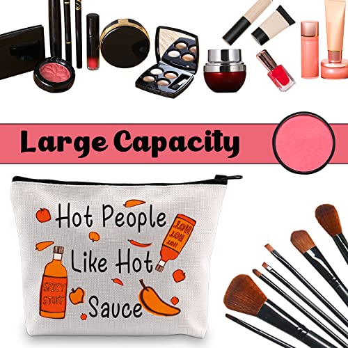 JNIAP Hot Sauce Gift Spicy Hot Mexican Food Lover Travel Cosmetic Bag Pepper Themed Gifts Makeup Bag Hot People Like Hot Sauce Toiletry Zipper Pouch