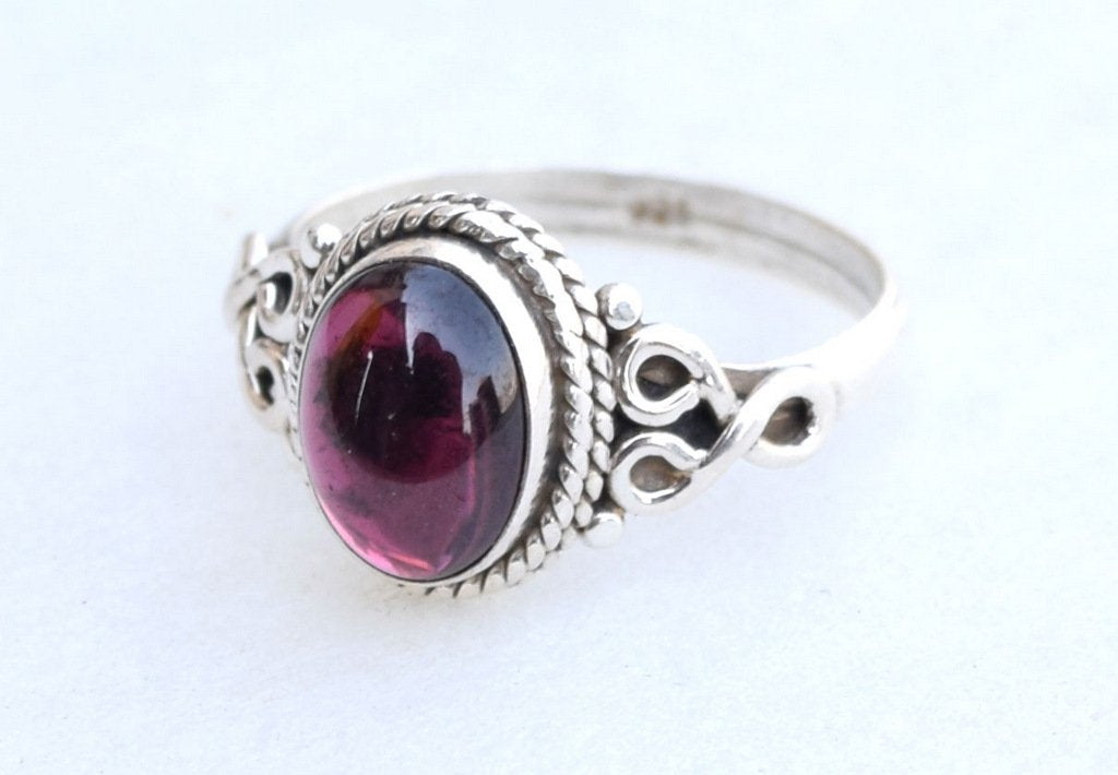 Garnet Stone Ring 925 Sterling Silver Statement Ring For Women Handmade Rings Gemstone Christmas Promise Ring Size US 8 Gift For Her