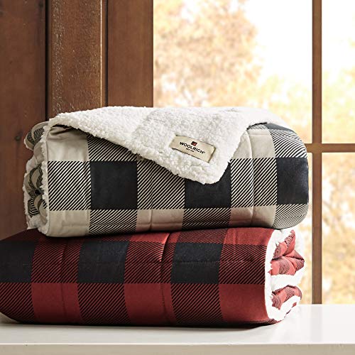 Woolrich Oversized Reversible Throw Blankets Premium Diamond Quilting, Cabin Lifestyle, Soft, Cozy Spun with Sherpa Reverse Cover for Couch, Bed and Office, 50x70, Anderson Grey