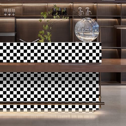 Amiya Black and White Wallpaper Peel and Stick Houndstooth Modern Contact Paper 17.3" x 80" Self Adhesive Removable Vinyl Wallpaper for Cabinets Bedroom Living Room Bathroom