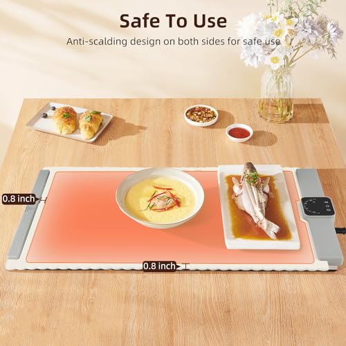 Silicone Electric Warming Tray for Food: Foldable Roll up Food Warmers for Parties Buffet with 5 Temperature Settings - Portable Fast Heating Mat for Restaurants, Home Everyday Use