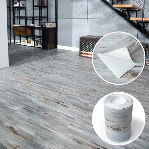 Art3d 15 Sq.ft Peel and Stick Floor Tiles, 10Pcs Luxury Vinyl Plank Flooring Wood Look, Adhesive and Waterproof Tile Sticker for Bedroom, Living Room, Kitchen, Dust Grey