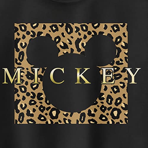 Disney womens Disney Mickey Mouse Gold Cheetah Print Box Juniors Racerback Tank T Shirt, Black, X-Small US