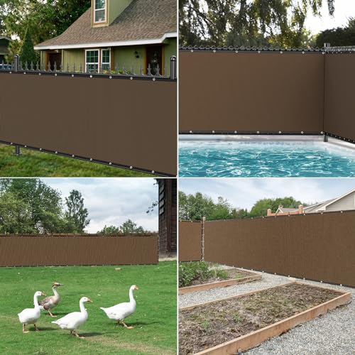 Winpull 4FT x 50FT Privacy Fence Screen Heavy Duty 170GSM Fencing Mesh Shade Net Cover Nickel-Plated Copper Grommets, 95% Blockage Privacy Fence for Outdoor Wall Garden Yard Backyard Pool (Brown)