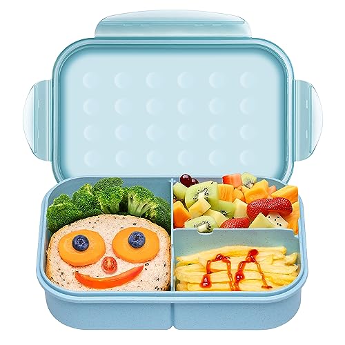 Itopor® Bento Box,Ideal Leak-Proof Lunch Box Kids,Natural Wheat Fiber Bento Box for Kids,Mom's Choice Kids Lunch Box,Microwave Safe Bento Box Adult,No BPA & Dyes Lunch Box Containers for Kids(Green)