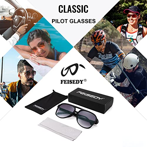 FEISEDY Vintage Retro 70s Plastic Aviator Sunglasses Women Men Classic Large Squared Frame B2751