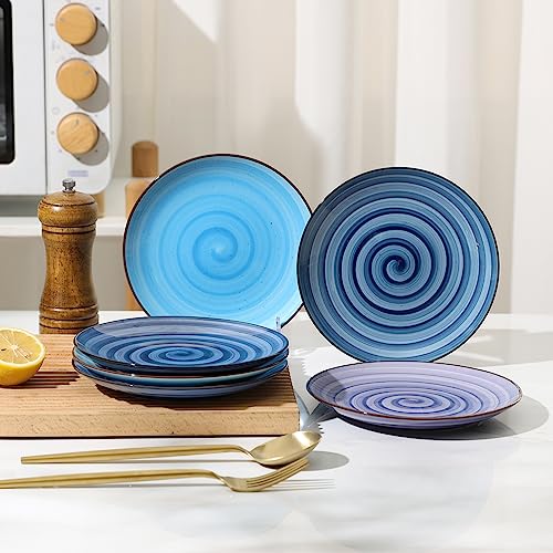 Selamica Ceramic Dessert Plates Set of 6, Small Salad Plates 6 Inch Appetizer Plates for Kitchen, Small Dinner Plates/Dishes for Cake Snacks Side Dish, Microwave Dishwasher Safe, Gradient Blue