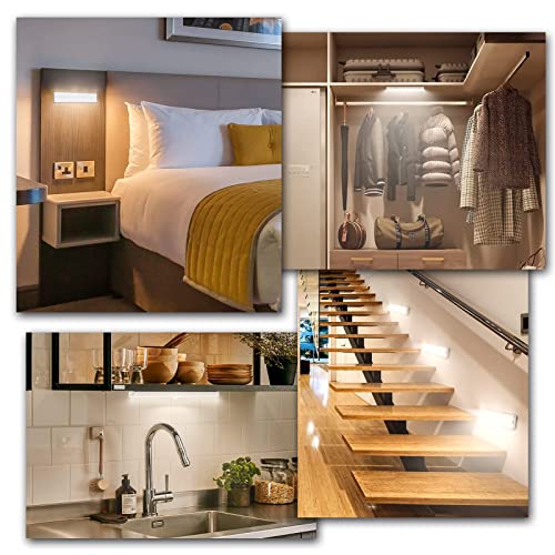 Lightbiz LED Closet Light with Charging Station, 24-LED Dimmer Motion Sensor Under Cabinet Light Wireless Stick-Anywhere with Remote for Stairs,Kitchen,Hallway (3 Pcs)