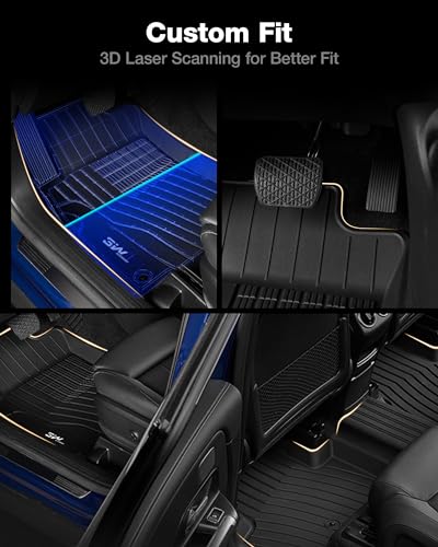 3W Floor Mats & Cargo Liner for Mercedes Benz GLE 2020-2024, TPE All Weather Custom Fit Floor Liner & Cargo Mats 1st &2nd Rows Car Mats & Trunk Liner, Black