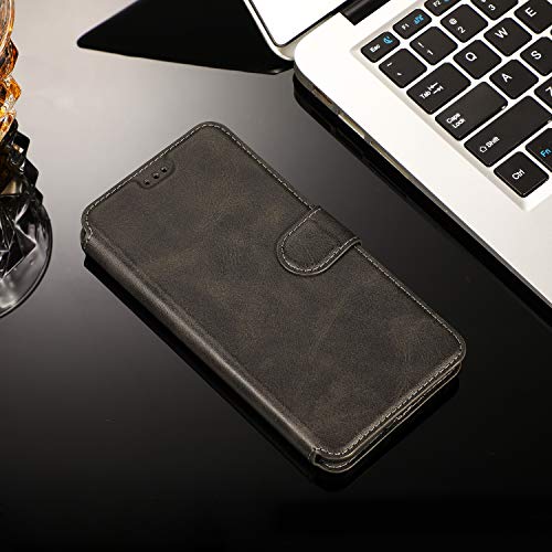 QLTYPRI for iPhone 6 Plus iPhone 6S Plus Case Premium PU Leather Simple Wallet Case TPU Bumper Card Slots Kickstand Magnetic Closure Shockproof Flip Cover - Black