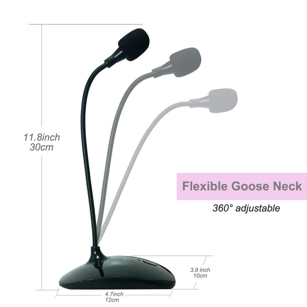 TKGOU USB Microphone, 360 Degree Adjustable Gooseneck Design, Mute Button & LED Indicator, Noise-Canceling Technology, Plug & Play, Compatible with Windows & MacOS