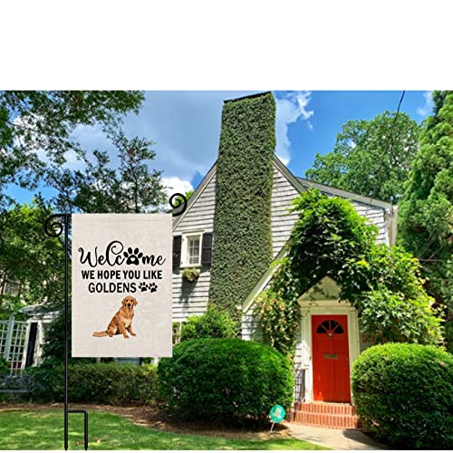 Golden Retriever Garden Flag Welcome We Hope You Like Goldens Garden Flag Golden Retriever Gift (Golden Retriever F)