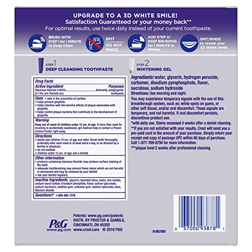 Crest 3D White Brilliance 2 Step Kit, Crest 3D White Toothpaste, Deep Clean Toothpaste (4oz) + Teeth Whitening Gel (2.3oz)