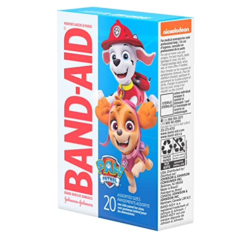 Band-Aid Brand Sterile Adhesive Individually Wrapped Bandages for Kids Featuring Nickelodeon Paw Patrol Characters, First Aid & Wound Care of Minor Cuts & Scrapes, Assorted Sizes 20 ct