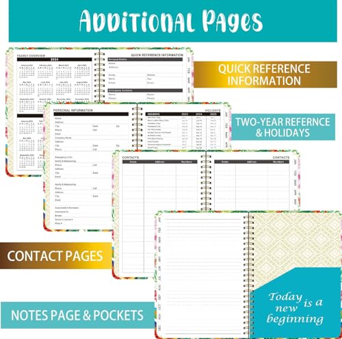 2024 Planner, 12-Month Weekly Monthly Planner from JAN.2024 to DEC.2024, 8.5" X 6.4", 2024-2025 Hardcover Planner Notebook with Spiral Bound, Stickers & Sticky Index Tabs (A Flower)