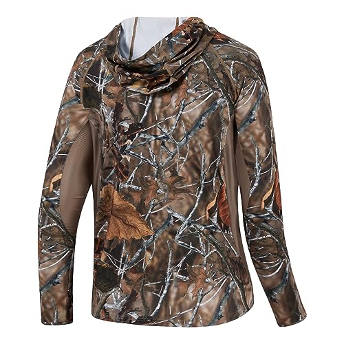 BASSDASH Men's UPF 50+ Lightweight Hunting Camo Hoodie Quick Dry Performance Long Sleeve Fishing Shirt with Hood FS30M