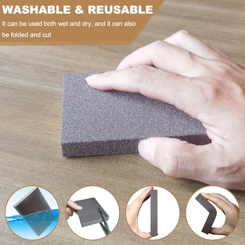 Tonmp 6 Pack 60 Grit Coarse Sanding Sponge - Washable and Reusable for Pot, Pan, Glasses, Wood, and Metal Sanding (60 Grit)