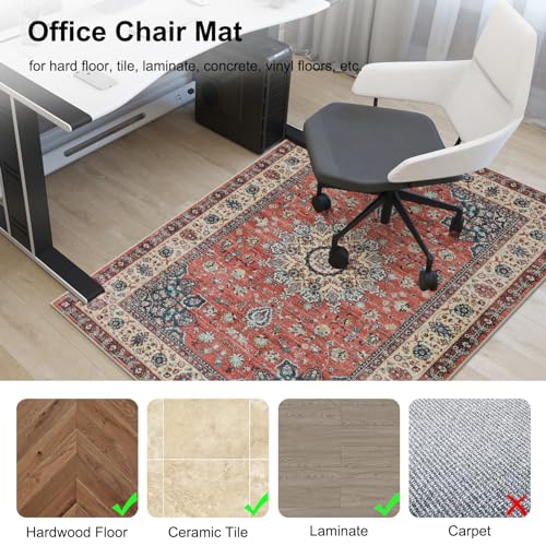 Anidaroel 36"x60" Home Office Chair Mat for Hardwood Floor, Desk Chair Mat for Hard Floors, Under Desk Rug for Rolling Chair, Computer Gaming Chair Mat Low Pile Carpet Floor Protector