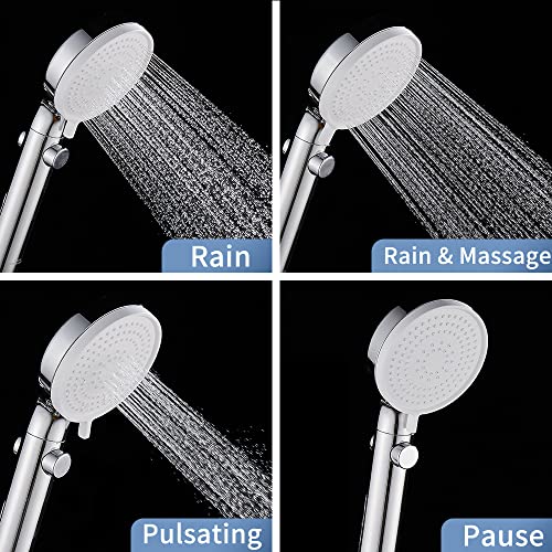 DOILIESE Shower Head with Handheld Shower Head with ON/Off Switch, 3-Modes High Pressure Shower Head with Hose, Chrome Finish