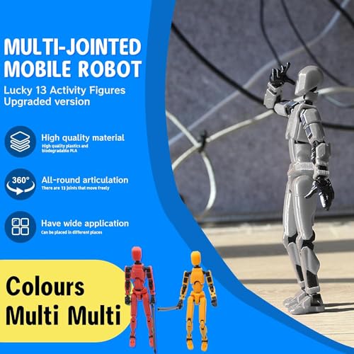 MerryXD Titan 13 Action Figure,Assembly Completed Dummy 13 Action Figure Lucky 13 Action Figure T13 Action Figure 3D Printed Multi-Jointed Movable, Nova 13 Action Figure Toy Orange