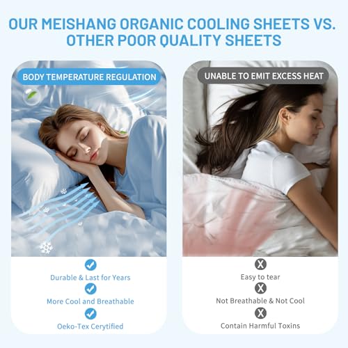MEISHANG Bamboo Viscose Sheets Queen Size - 100% Organic Viscose,400TC Cooling Luxury Sheet Set with 16" Deep Pockets - 4 Pieces(Dark Grey)