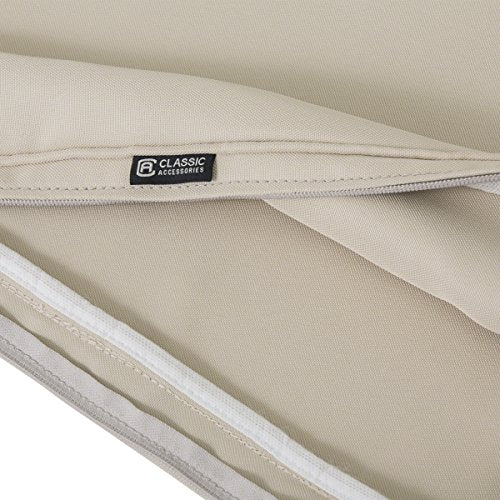 Classic Accessories Montlake Water-Resistant 25 x 25 x 5 Inch Square Outdoor Seat Cushion Slip Cover, Patio Furniture Chair Cushion Cover, Light Charcoal Grey, Patio Furniture Cushion Covers
