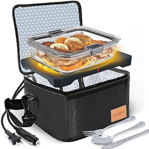 FORABEST Portable Microwave Food Warmer – Fast 80W Mini Microwave Heating Lunch Box, Universal 12,24,110,220V Portable Food Warmer Lunch Box - 144oz Calentador De Comida Portatil for Work, Travel